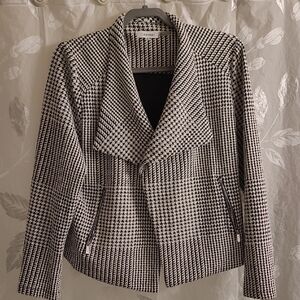 Calvin Klein Women's Black and White Checkered Blazer